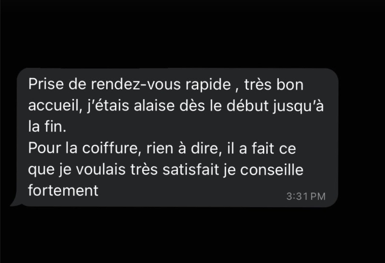 Avis client sur la prise de rendez-vous et la coiffure