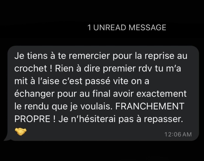 Avis client sur une reprise au crochet